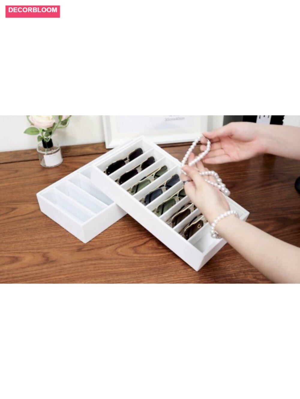 Velvet Sunglass Organizer Tray Stackable Glasses Case 6 Compartments Drawer - Picture 6 of 6